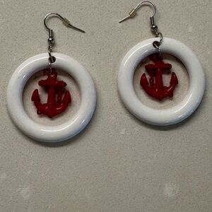 Y2K Red Anchor Dangle Earrings